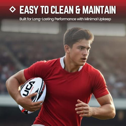 LUCA Rugby Ball Youth and Adult Sizes 3, 4 & 5 - Hand Stitched Super Grip Training Ball - Durable 3-Ply Waterproof Surface for College & Club Practice - color: Red, Black, White, size: 5
