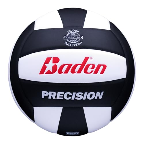 Baden | Precision | Official Size + Weight Entry Level Youth Indoor Volleyball | PU Composite, Extra Foam Backing, Reduce Sting - color: Black