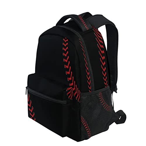 STAYTOP Black Baseball Laces Backpacks Travel School Bags for Boys Girls School Computer Backpacks Book Bag Travel Hiking Camping Daypack - color: Black Baseball