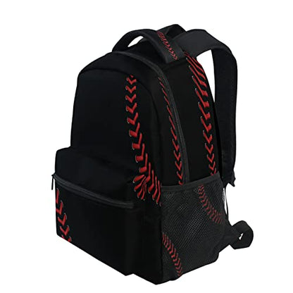STAYTOP Black Baseball Laces Backpacks Travel School Bags for Boys Girls School Computer Backpacks Book Bag Travel Hiking Camping Daypack - color: Black Baseball