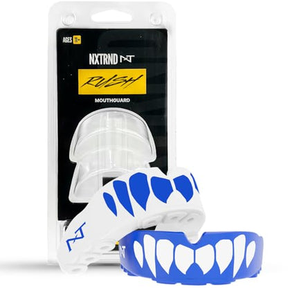 2 Pack Nxtrnd Rush Dual Layer Mouthguard, Custom Fit Sports Mouthpiece for Football, Boxing, MMA, Basketball, Hockey, Lacrosse, Youth & Adult (Blue) - color: Blue