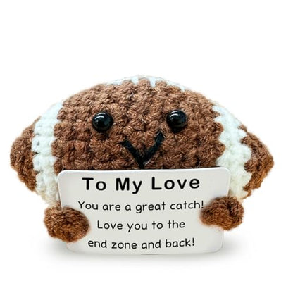 Valentine's Day Gift to Him,Mini Handmade Crochet Football for Him Who Loves Football, for Boyfriend/Husband, Emotional Support Footballs Romantic I Love You Gift Birthday Gifts - color: Football1