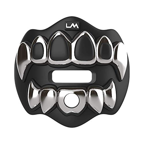 Loudmouth Football Mouth Guard - 3D Chrome Grillz Football Mouthpiece, Fits Adult & Youth, Mouth Guard Accessories (3D Grillz - Chrome Black/Silver) - color: 3d Grillz - Chrome Black/Silver