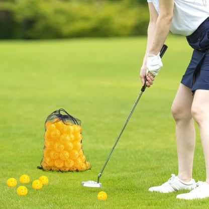 100 Pack Yellow Practice Golf Balls 42mm Plastic Golf Balls Limited Fligh Training Golf Balls AdecortalkBulk for Backyard Swing Practice Driving Range Indoor Outdoor Use