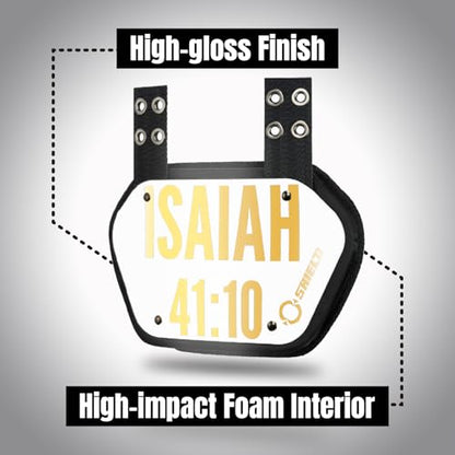 O Shield Golden Cross Chrome Football Back Plate, Lower Back Pads for Football Players, Rear Protector, Cross Series - size: Youth (Weight less than 180 Pounds), style: Isaiah White
