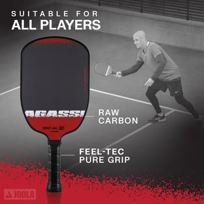 JOOLA Agassi Edge 16mm Pickleball Paddle - Carbon Fiber Pickleball Racket Surface Increases Spin & Control - Agassi Shape with Extended Sweet Spot - UPA-A Certified - USAP Approved - NFC Chip Enabled - color: Single | 16mm Carbon | Agassi Edge