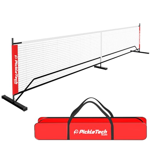 PICKLETECH 4.0 Slim Version Portable Pickleball Nets Outdoor Game 22 FT Pickleball Net-USAPA Regulation Size-Pickle Ball Net System with Carrying Bag for Driveway - color: Red, size: 22ft 4.0 Slim