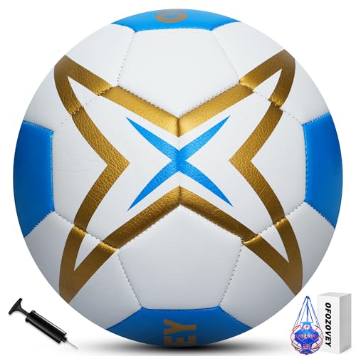 Soccer Ball Size 3,4,5 Two Pack,Classic Indoor Outdoor Soccer with 1 Pump 2 Net Bag and 2 Needle,Long-Lasting for Training, Games, Outdoor & Indoor Play Ideal Gift for Boys Girls Youth Adult - color: Blue, size: 5
