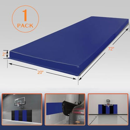 6FT HighGym Wall Paddings Basketball Court Wall Protection Pad - 2”Thick Foam Wall Mat Durable Protector for Wall-Mounted Basketball Hoops Garage Taekwondo(72" L x 20" W) - color: BLUE, style: 1 PACK