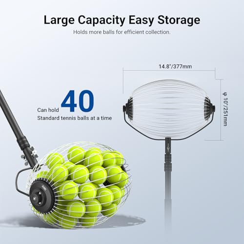 NEEWER Tennis Ball Pickleball Collector Roller, No Bending Over Quick Rolling Picker for Up to 40 Tennis Balls