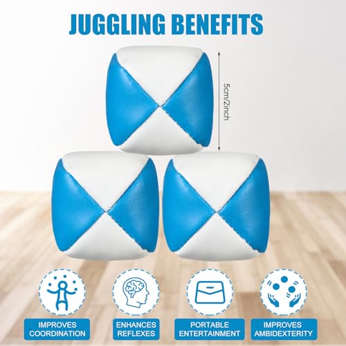 Patelai 6 Packs Juggling Balls Set for Beginners, Quality Mini Durable Juggle Ball Kit, Soft and Easy for Beginners Juggle (White Blue) - color: White Blue
