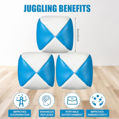 Patelai 6 Packs Juggling Balls Set for Beginners, Quality Mini Durable Juggle Ball Kit, Soft and Easy for Beginners Juggle (White Blue) - color: White Blue