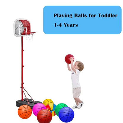 ABAJI Mini 3 Pack 5 inch Toy Basketballs Ball Pump Needle Rubber Material Mini Hoop Toddlers Kids Teenagers Swimming Pool Indoors Outdoors - color: 3 Blue Basketballs