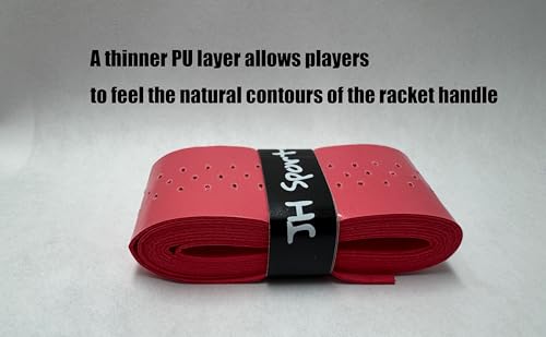 Racket Overgrip - Absorbent Grip Tape for Badminton, Pickleball & Tennis | Sweat-Wicking and Perforated - 5 Pack - color: Red