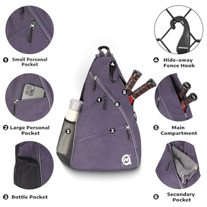 A11N SPORTS Pickleball Bag, Reversible Crossbody Sling Bag/Backpack for Women Men - color: Lavender