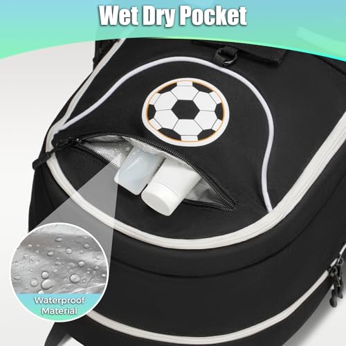 YOREPEK Large Soccer Backpack, Soccer Bag for Boys with Ball & Detachable Shoe Compartment, Wet Dry Pocket, Detachable Name Card, Equipment Bag Fits 15.6 Inch Laptop