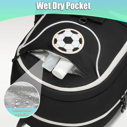 YOREPEK Large Soccer Backpack, Soccer Bag for Boys with Ball & Detachable Shoe Compartment, Wet Dry Pocket, Detachable Name Card, Equipment Bag Fits 15.6 Inch Laptop