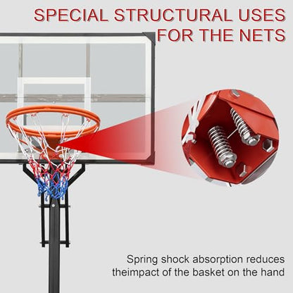 Heavy Duty Basketball Hoop Outdoor, 8-10ft Height Adjustable Basketball Goal System with Crank Handle, 44" Shatterproof PC Backboard & Spring Rim, Portable Basketball Hoop with Iron Base for Driveway