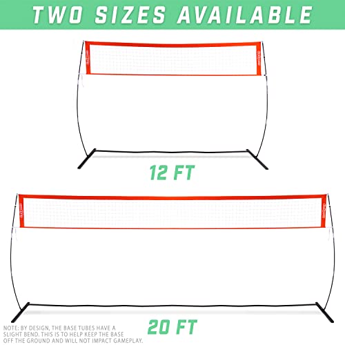 GoSports Freestanding Volleyball Training Net - 12 ft or 20 ft - Indoor our Outdoor Use, Instant Setup, and Height Adjustable - style: 20 ft