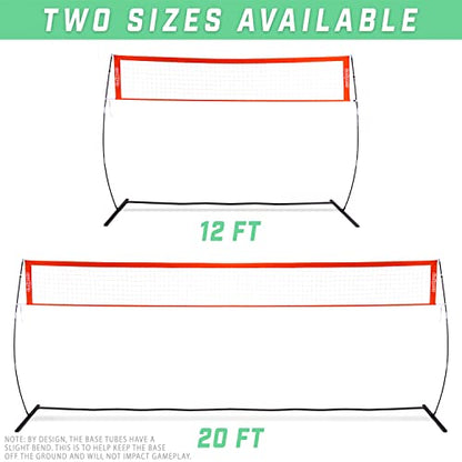 GoSports Freestanding Volleyball Training Net - 12 ft or 20 ft - Indoor our Outdoor Use, Instant Setup, and Height Adjustable - style: 20 ft