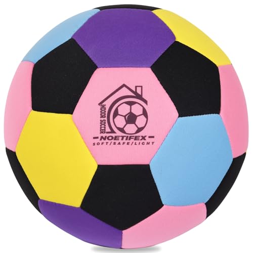 Size 4 Soft Fabric Soccer Ball Safe Silent Indoor Ball for Youth, Lightweight House Training Ball for Dribbling & Juggling at Home(Deflated) - color: Energy Pink