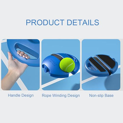 Solo Tennis Trainer Rebounder with Ball, Portable Tennis Training Equipment for Beginners, Multifunctional Tennis Solo Practice Kit with High-Elastic Rope for Backyard & Park