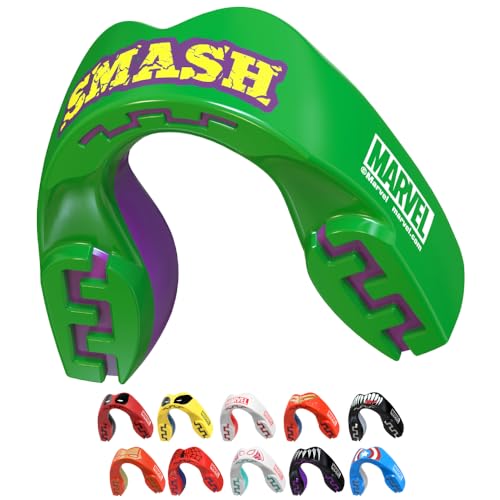 Marvel The Hulk Mouth Guard, Dual Layer Mouthguard for Adults with Case, Easy Fit Remoldable Mouthpiece for Football, Boxing, Lacrosse, MMA, Basketball & All Contact Sports (Adult 12+ Years, Green) - color: The Hulk, size: Adult (12+ Years)