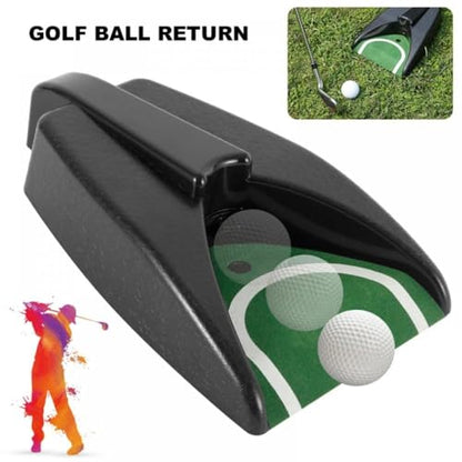 Golf Automatic Putting Cup, Golf Putting Mat, Ball Return Device with Green Slope Mat Sensor Hole Practice Training Aid