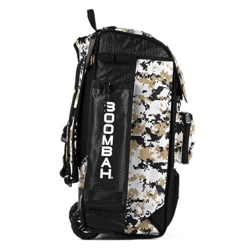 Boombah Catchers Superpack Hybrid Rolling Digital Camo Bat Bag - Multiple Colors - Wheeled & Backpack Version - color: Black/Vegas Gold