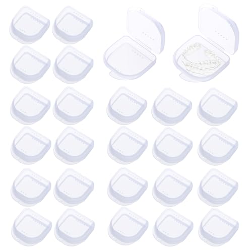 60PCS Retainer Case with Vent Holes,Transparent Color Denture Case,Portable Multi-Purpose Mouthguard Storage for Travel Home Office Business Trip - color: Transparent