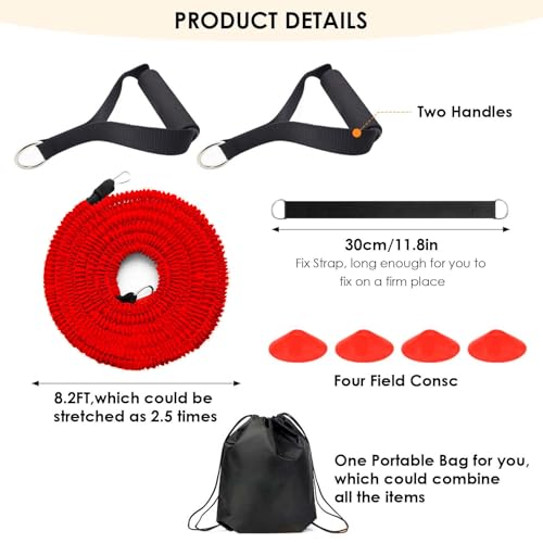 Speed Agility Training Equipment, 80lb Resistance Band Set to Improve Power, Strength, Focus Full Body Workout for Football, Basketball, Soccer, Tennis, Running, Jumping