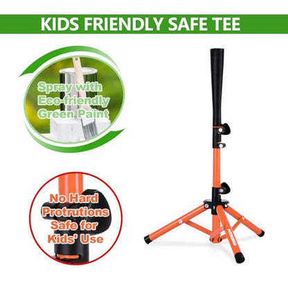 Baseball Softball Tee for Kids Toddles Youth Batting Hitting Tee T Ball Set Stand for Baseball Trainer Easy Adjustable Height 20.5''-29.5''Portable w/Carry Bag for Indoor Outdoor