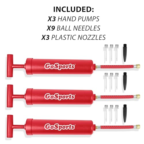 GoSports Sports Ball Inflation Pump 3 Pack with Needles & Travel Bag Great for Parents, Coaches and Sports Camps