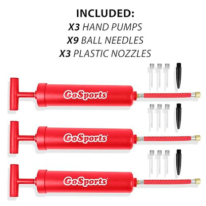 GoSports Sports Ball Inflation Pump 3 Pack with Needles & Travel Bag Great for Parents, Coaches and Sports Camps