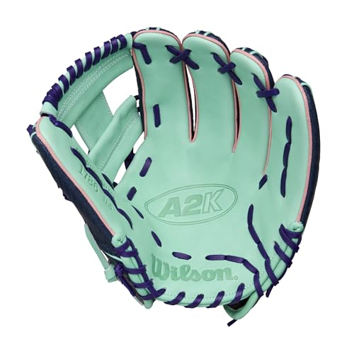 Wilson Fall 2025 A2K® Baseball Gloves - color: Navy/Seafoam/Pink, size: Infield - 11.5"