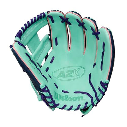 Wilson Fall 2025 A2K® Baseball Gloves - color: Navy/Seafoam/Pink, size: Infield - 11.5"
