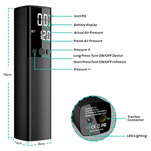 Electric Ball Pump - Portable Air Pump with LED Light, Precise Pressure Gauge and Digital LCD Display for Basketball, Soccer Ball, Volleyball, Football, Fast Inflation of Sports Ball