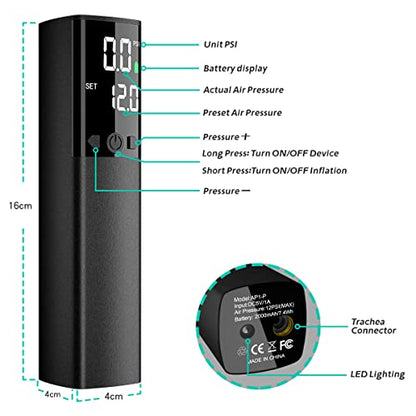 Electric Ball Pump - Portable Air Pump with LED Light, Precise Pressure Gauge and Digital LCD Display for Basketball, Soccer Ball, Volleyball, Football, Fast Inflation of Sports Ball