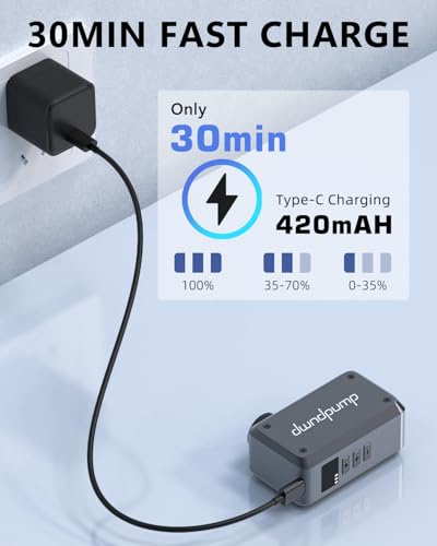 dwndpump Mini Bike Pump with Gauge, 120 PSI Electric Bicycle Pump, Rechargeable Bike Air Pump Portable, Auto Shut Off, with Presta and Schrader Valves, for Road Bike, Mountain Bike, Sports Balls