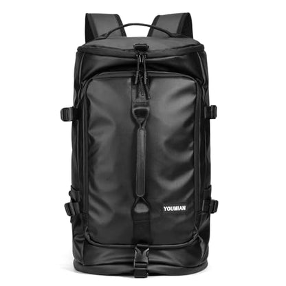 YOUMIAN Gym Duffle Bag 3 IN 1 Travel Backpack 40L Waterproof Shoe Compartment for Men and Women Basketball Soccer Sports Bag (Black) - color: Black