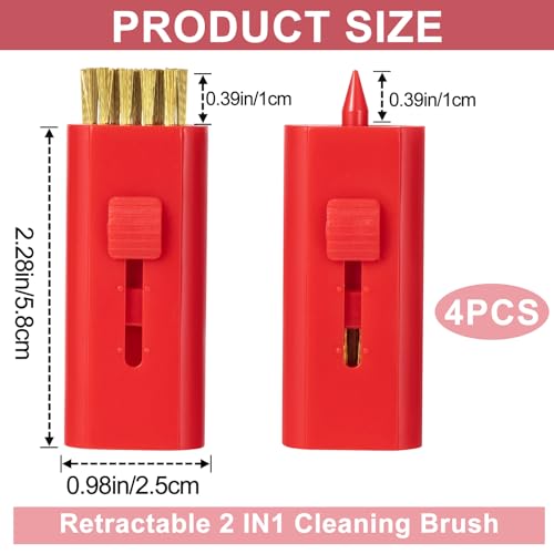 PAGOW 4 Pack Retractable Golf Club Cleaner Brush, Portable Double-Sided Golf Club Brush Groove Cleaner-Multicolor - color: Red