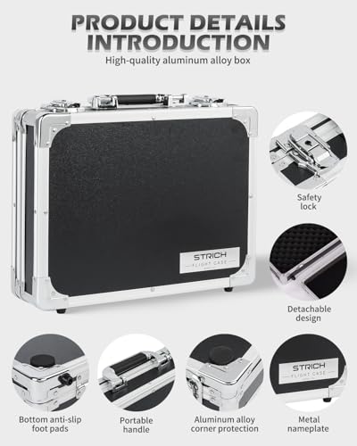 STRICH Guitar Pedal Case MINI+14, 14.96" x 11.02" x 3.94" Aluminum Locking Effect Pedal Case with Mounting Tape, Compatible with Single Pedals & Multi-Effects - size: MINI+ 14"