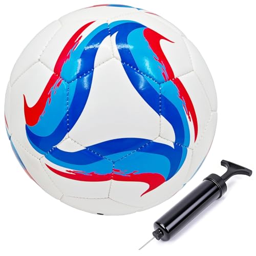 Soccer Ball Size 3,4,5 Kids Training Practice Boys Girls Balls Gift Wear-Resistant Leather Come with Pump School Coach Train Course - size: Size 4