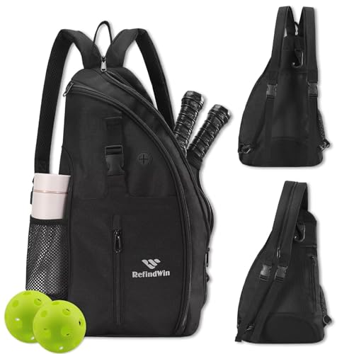 Pickleball Bag for Women Men Pickle Ball Backpack,Adjustable Sling Bag/Backpack for Tennis & Pickleball - color: Black
