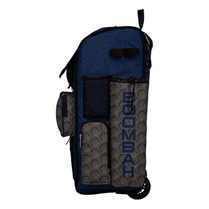 Boombah Rolling Superpack 2.0 3DHC Baseball/Softball Gear Bag - 23-1/2" x 13-1/2" x 9-1/2" - Multiple Colors - Telescopic Handle and Holds 4 Bats - Wheeled Version - color: Dark Charcoal/Navy