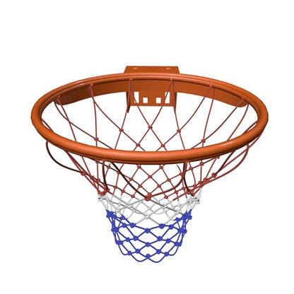 THUNDERBAY 18 inch Standard Double Spring Flex Reinforced Wall Mounted Basketball Rim, Two Nylon Nets Include One Nightlight Basketball Net - style: Basketball Rim with 1/2" Net Steel Braces