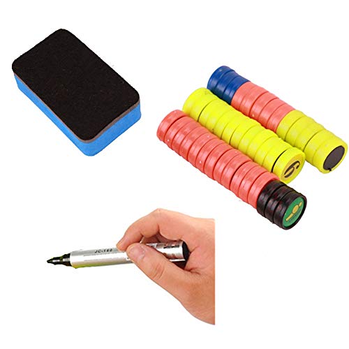 Joyeee Soccer Magnetic Board Accessories Set, Include 27 Pcs Player Magnets Pieces, 2 Pcs Dry Erase Black Marker Pen, 1 Pcs Dry Eraser and Small Carry Pouch, Suit for Use on Magnetic Coaching Boards