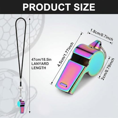 JJUNW 4 Pcs Coaches Whistle with Lanyard, Colorful Teacher Whistle Sports Stainless Steel Whistles, Basketball Whistles Loud Crisp Sound for Teachers, Coaches, Referees, Emergency