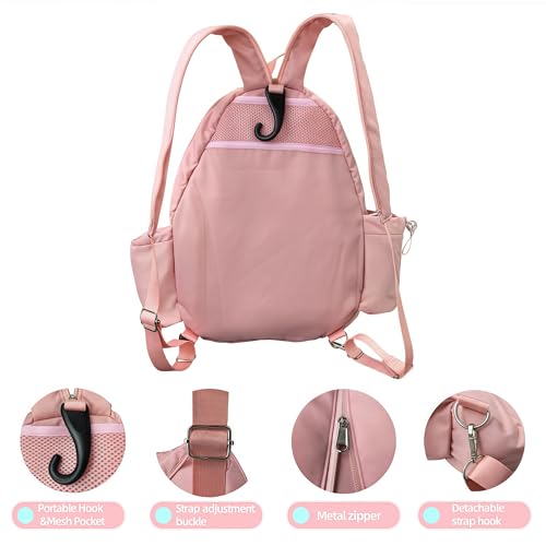 Tennis bag for women - Quilted Sling Grid Design Water repellent Two Side Pockets Dry wet separation independent pocket Friend couple gift - color: pink