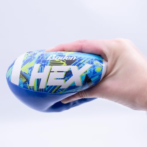 Baden | Hex | Soft Touch Mini 3-Pack | 4 inch Football, Soccer Ball, Football | Safe for Indoor Play | Blue/Lime